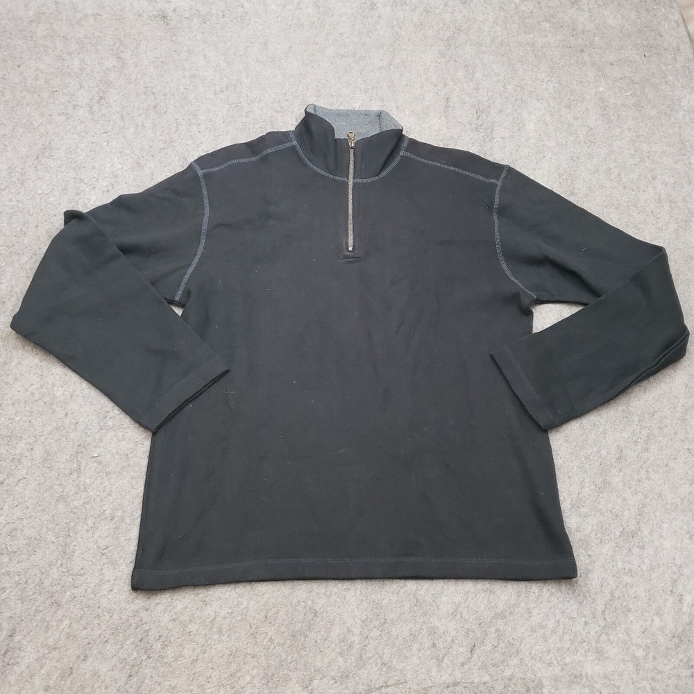 Alfani Sweater Mens Medium Black Long Sleeve Casual Preppy Cotton Mock Adult